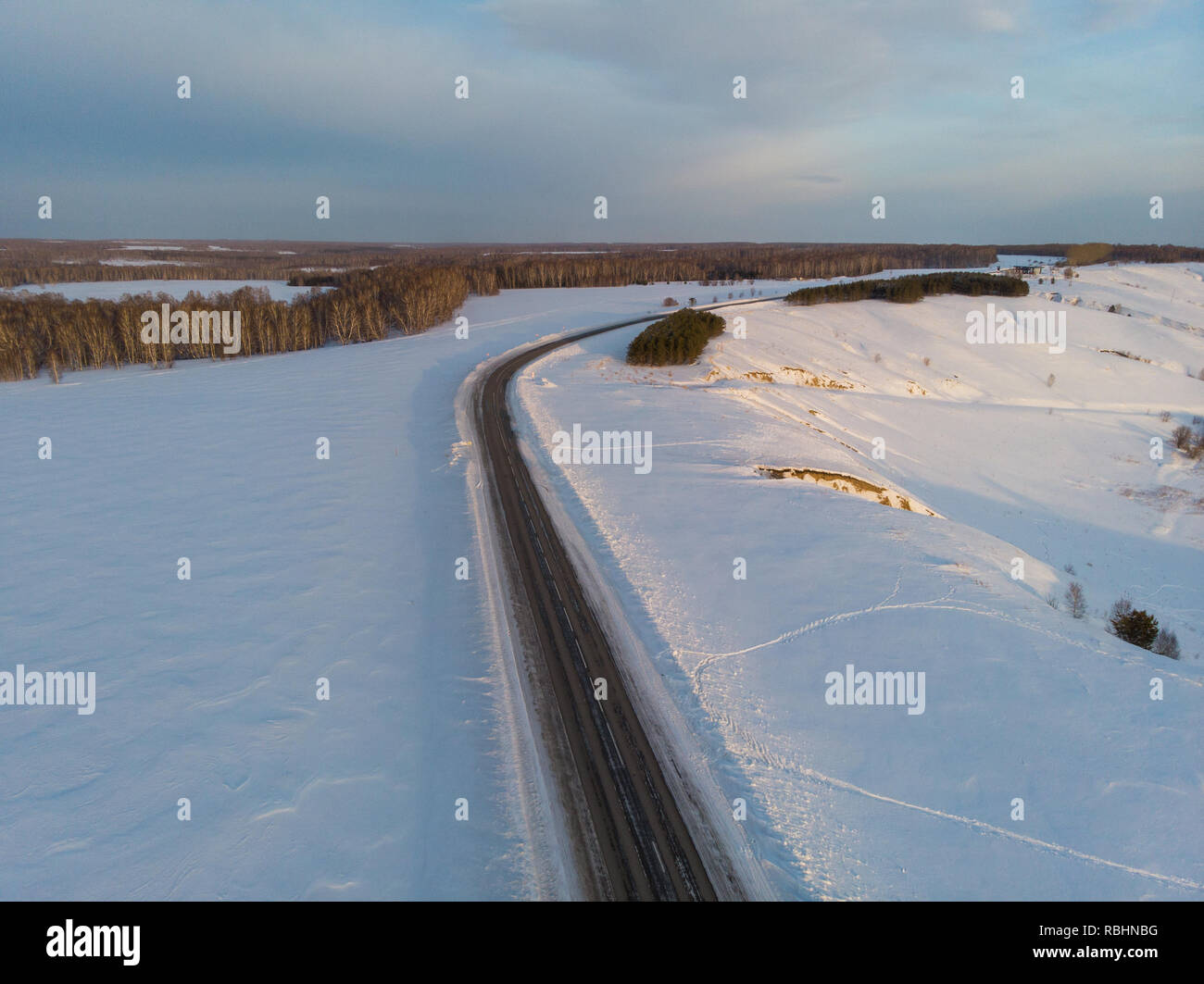 Aerial flying over country highway hi-res stock photography and images ...