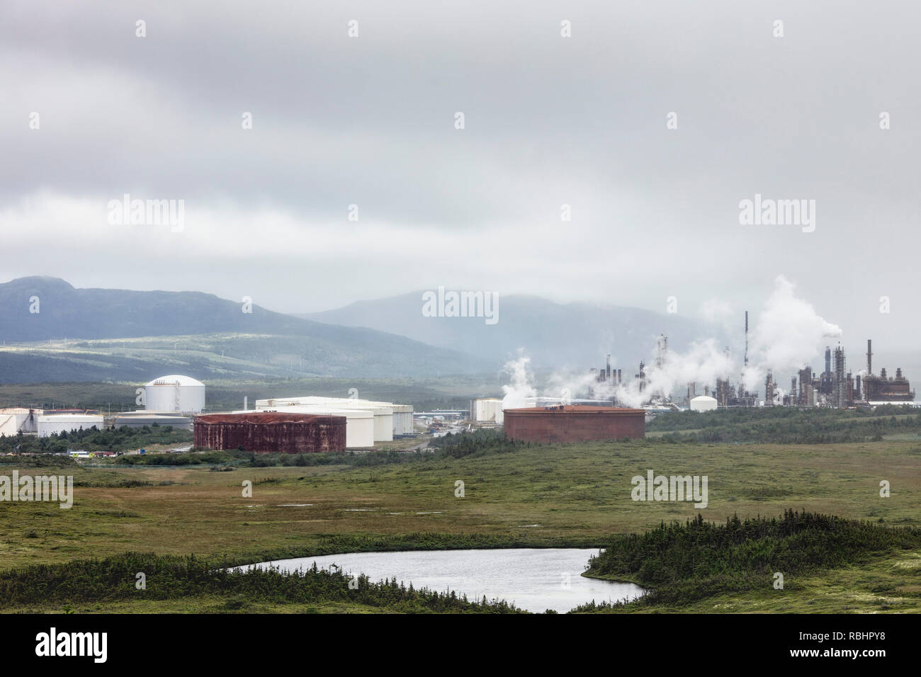 COME BY CHANCE / ARNOLD'S COVE, NEWFOUNDLAND, CANADA - August 17, 2018: The North Atlantic oil refinery outside the towns of Come By Chance and Arnold Stock Photo