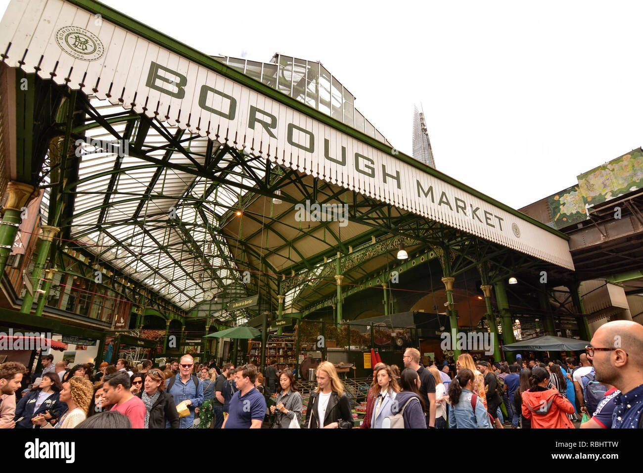 London, United Kingdom, June 2018. Borough Market is London's most important and well-stocked food market. A real food heaven near the London Bridge.  Stock Photo