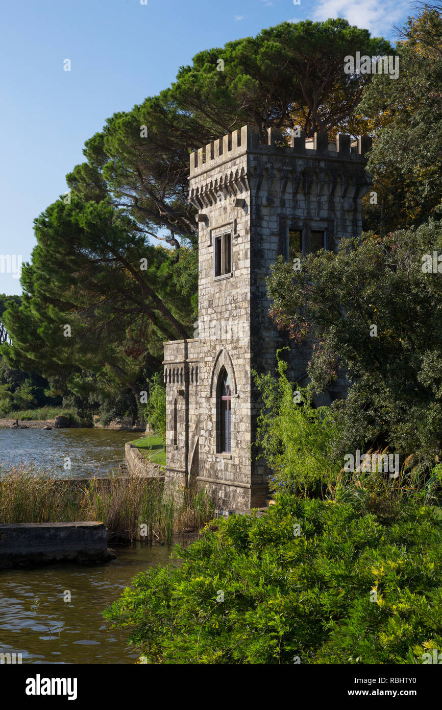 Puccini Tower beside Massaciuccoli Lake, Lucca, Tuscany, Italy Stock Photo