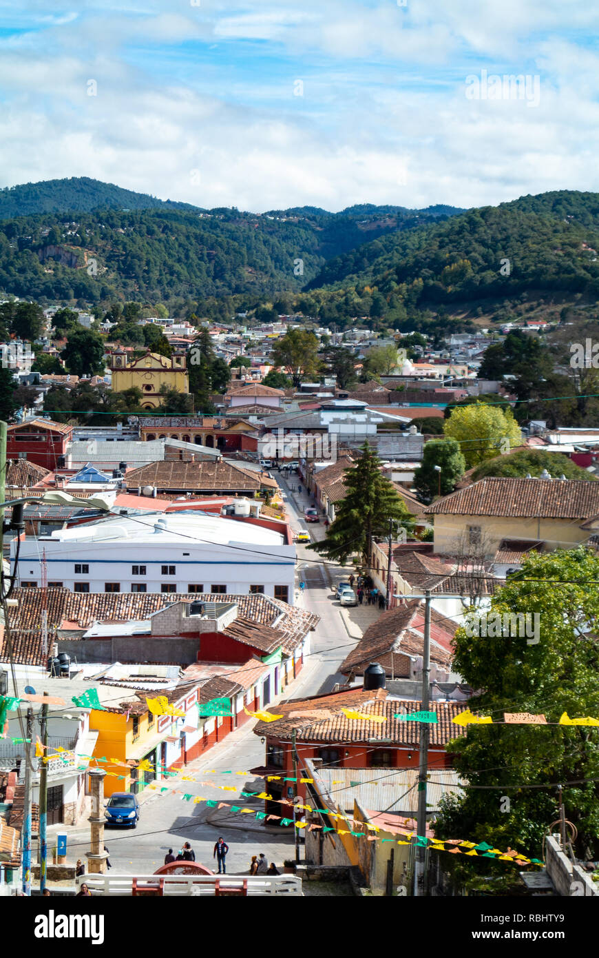 Cityscape of San Cristobal de las Casas, Chiapas, Mexico Stock Photo