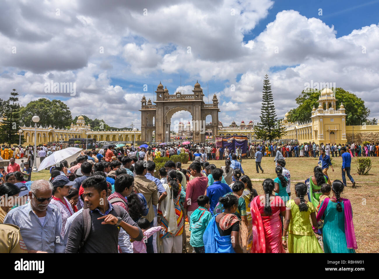 People crowded for Mysore Dussehra celebration or Dasara festival ...
