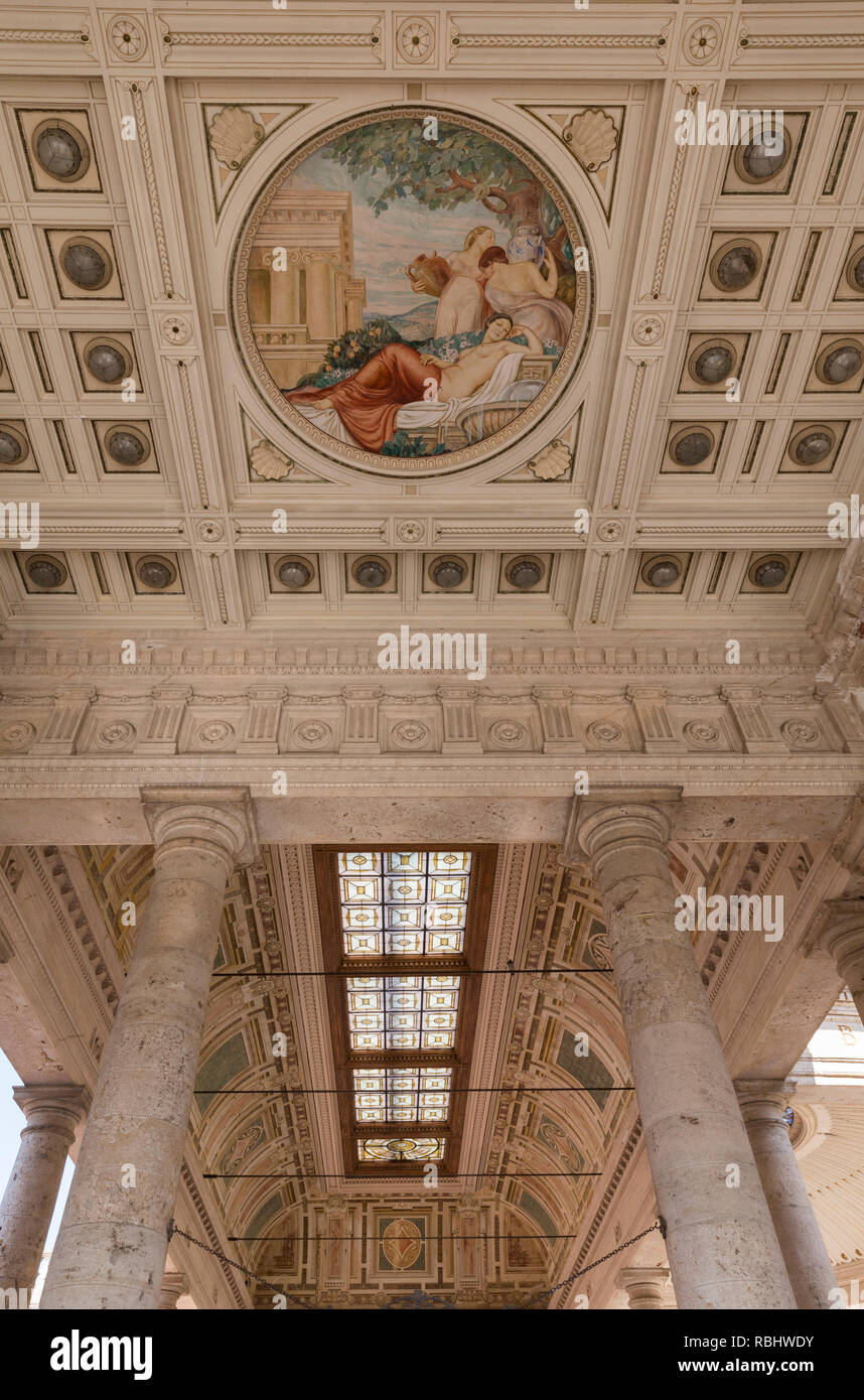 One Of The Painted Coffered Ceilings Inside The Main Courtyard Of