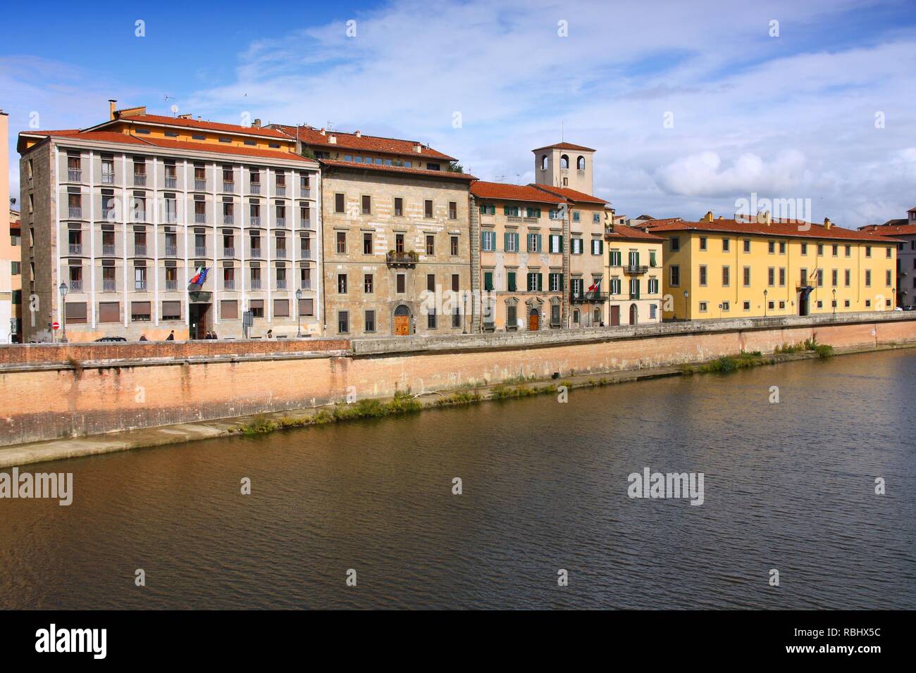 Pisa, Italy. Famous Old Town in Tuscany. Arno river view. Stock Photo