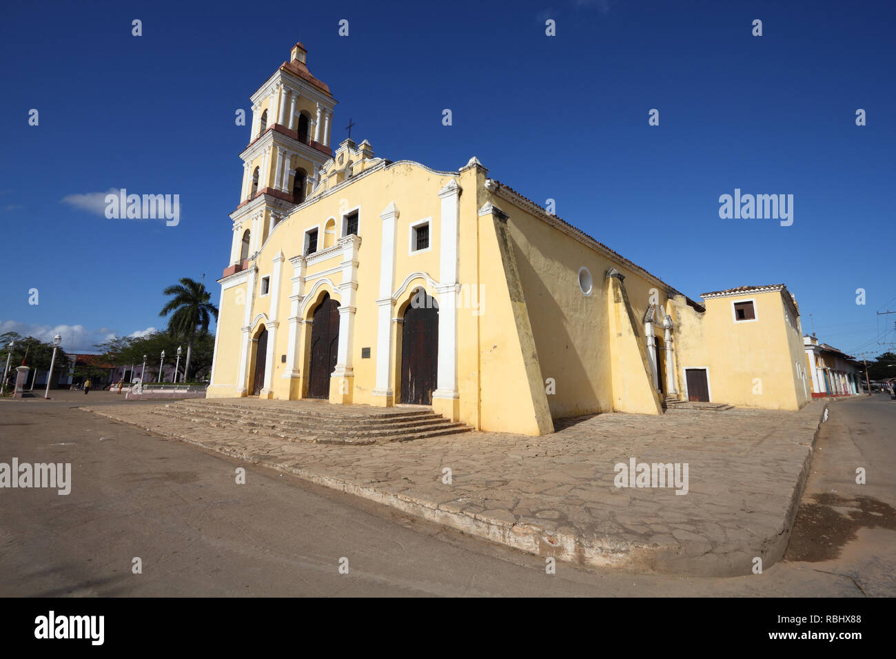 Church of San Juan de los Remedios in Remedios, Cuba. Baroque architecture. Stock Photo