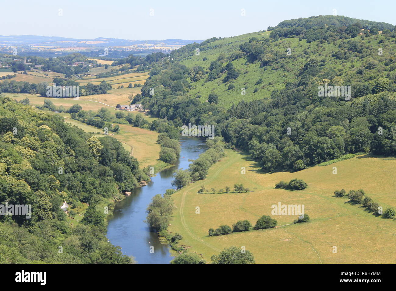 River Wye and Coppet Hill from Symonds Yat Rock, Herefordshire, England, UK Stock Photo