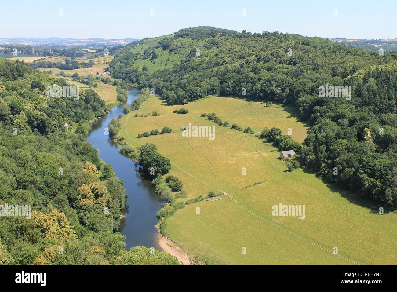 River Wye and Coppet Hill from Symonds Yat Rock, Herefordshire, England, UK Stock Photo