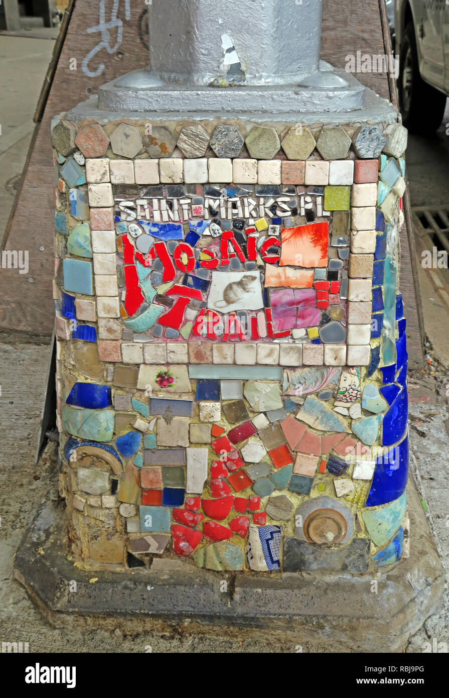 Saint Marks Place Mosaic Trail, East Village, New York city, NYC, NY, USA Stock Photo