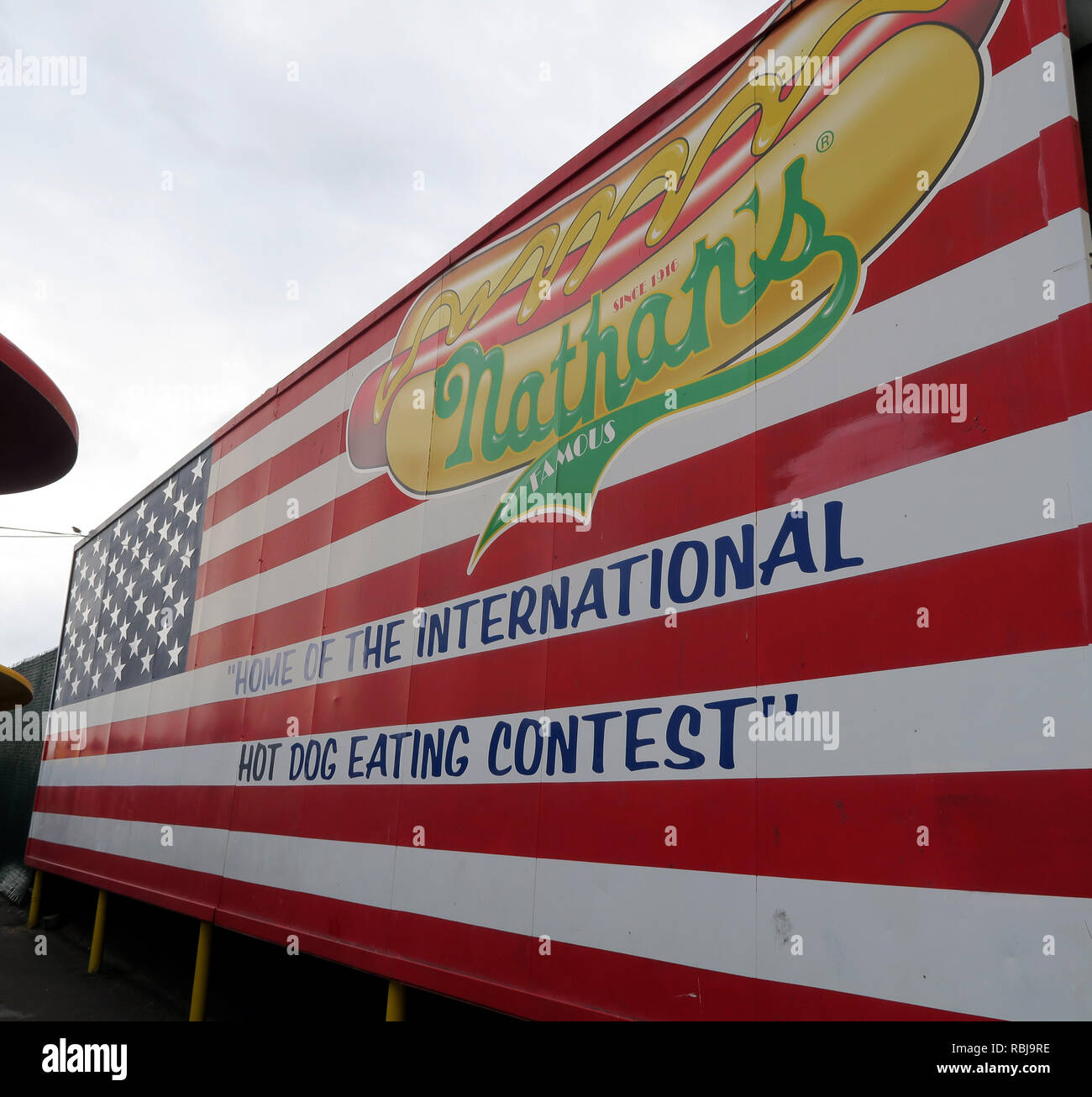Nathans Handwerker Famous Hotdog Frankfurters Hotdog eating contest, Coney Island, Borough of Brooklyn, New York, NY, USA Stock Photo