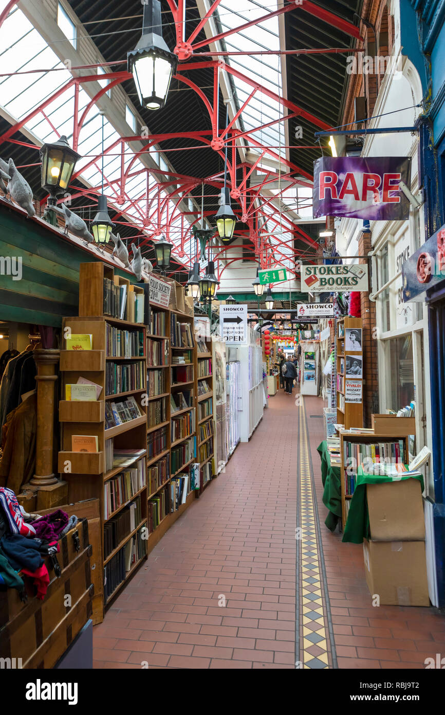 Small shoppes inside George's Street Arcade on South Great George's Street in Dublin, Ireland. Stock Photo