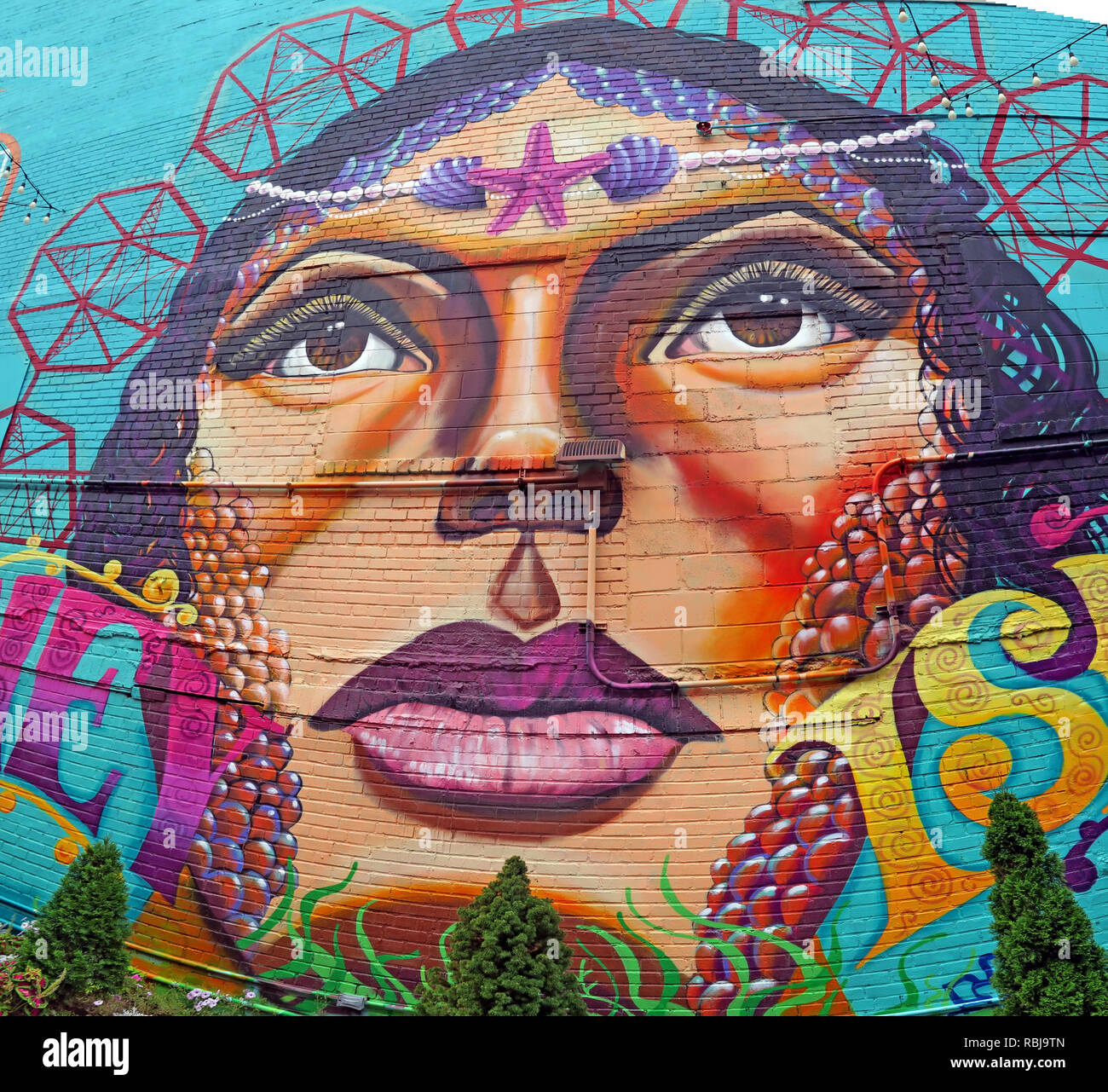 Coney Island woman painting on wall, Brooklyn, New York City, NY, USA Stock Photo