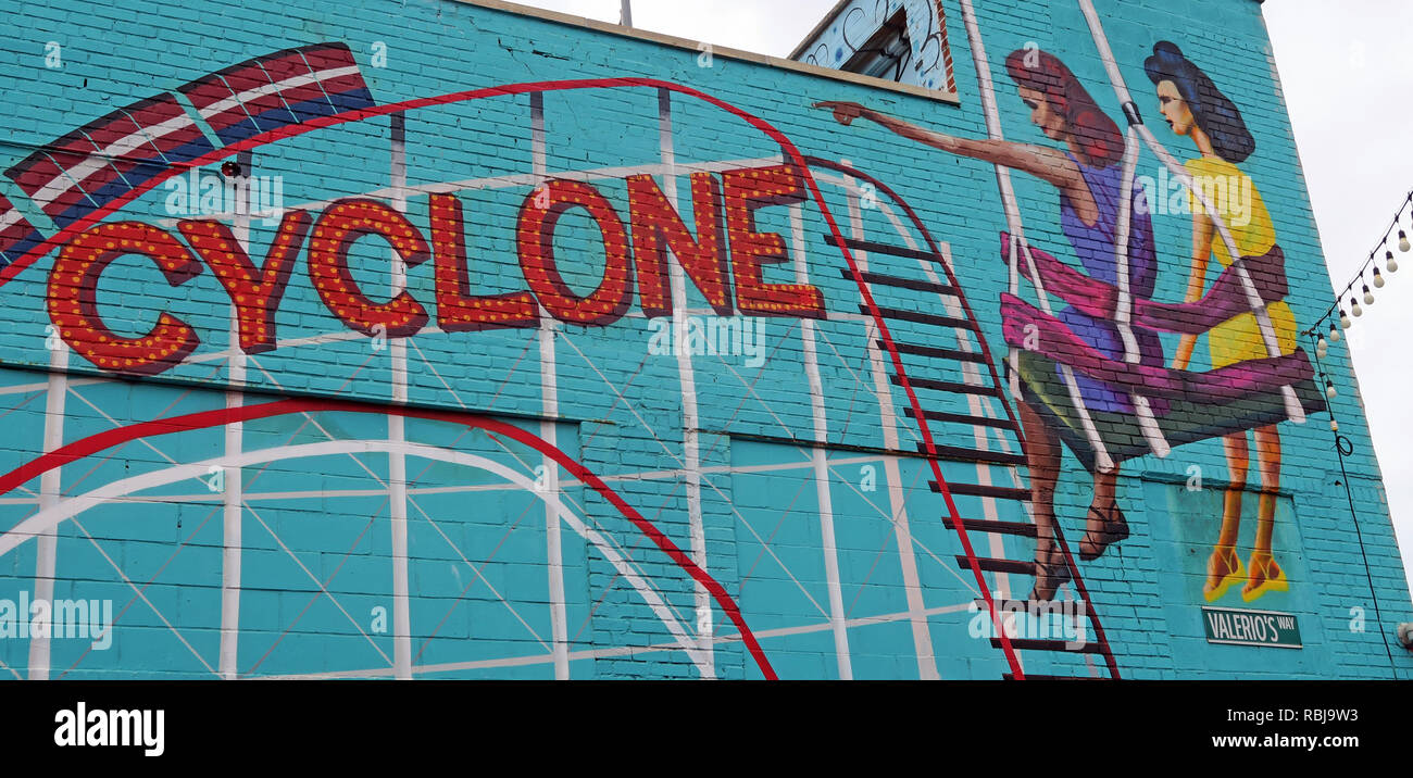 Coney Island Cyclone ride mural, Brooklyn, New york, NY, USA Stock Photo