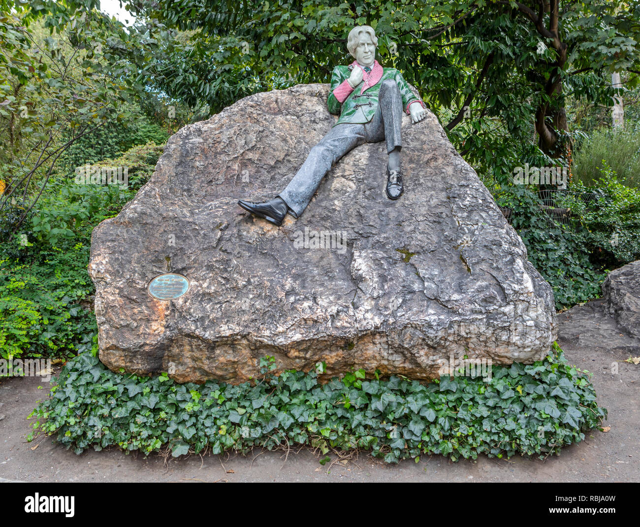 The Oscar Wilde Statue in Merrion Square in Dublin, Ireland. Stock Photo