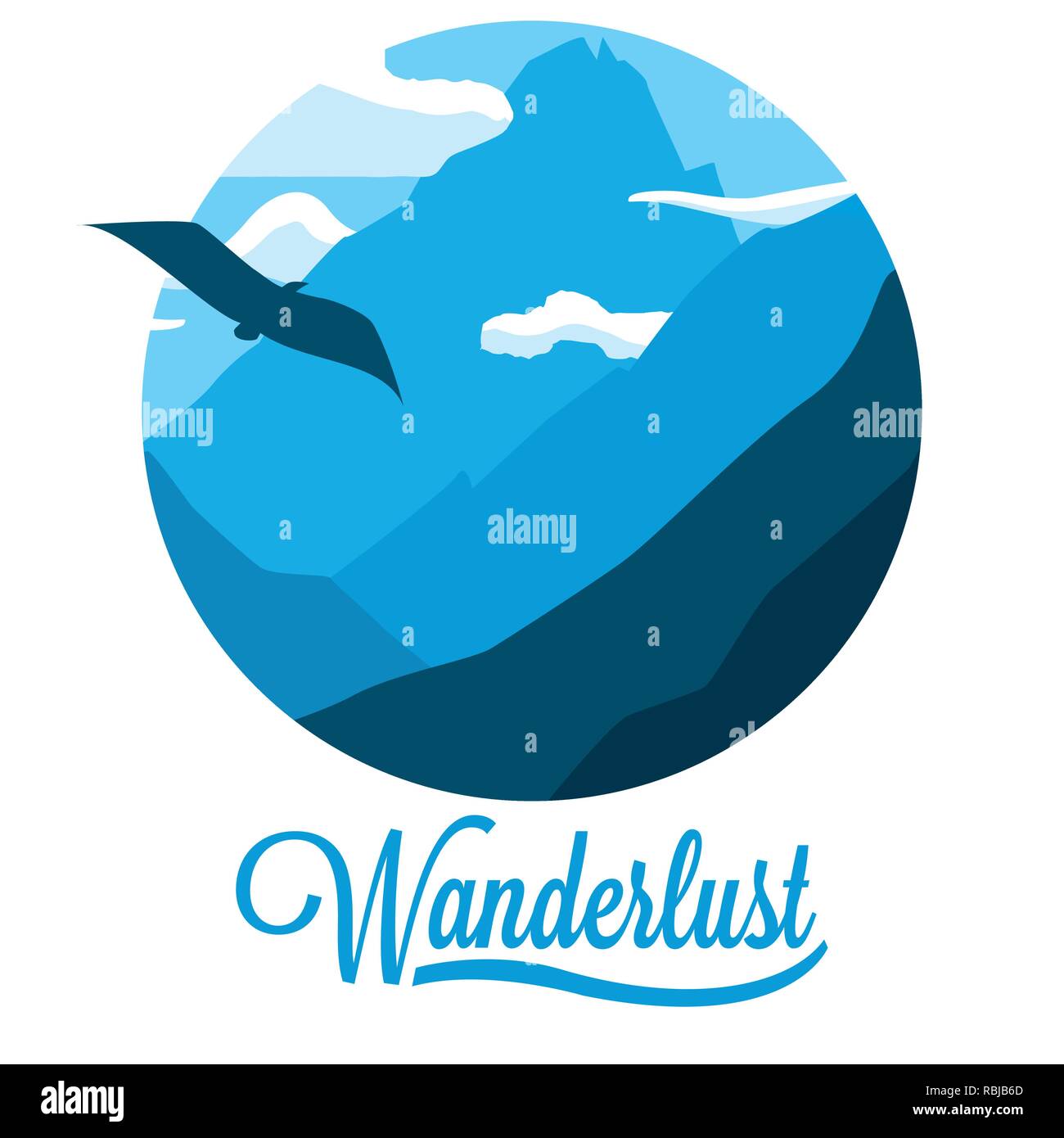 scene landscape with mountains and wanderlust vector illustration design Stock Vector