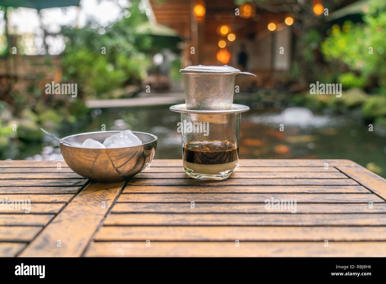 Vietnamese style drip coffee with condensed milk Stock Photo Alamy