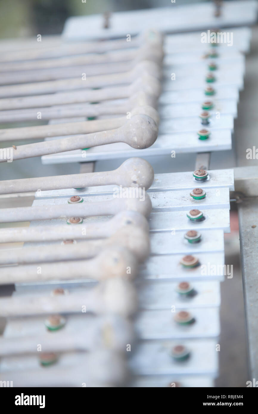 view of water turbine driven automatic mechanism playing xylophone