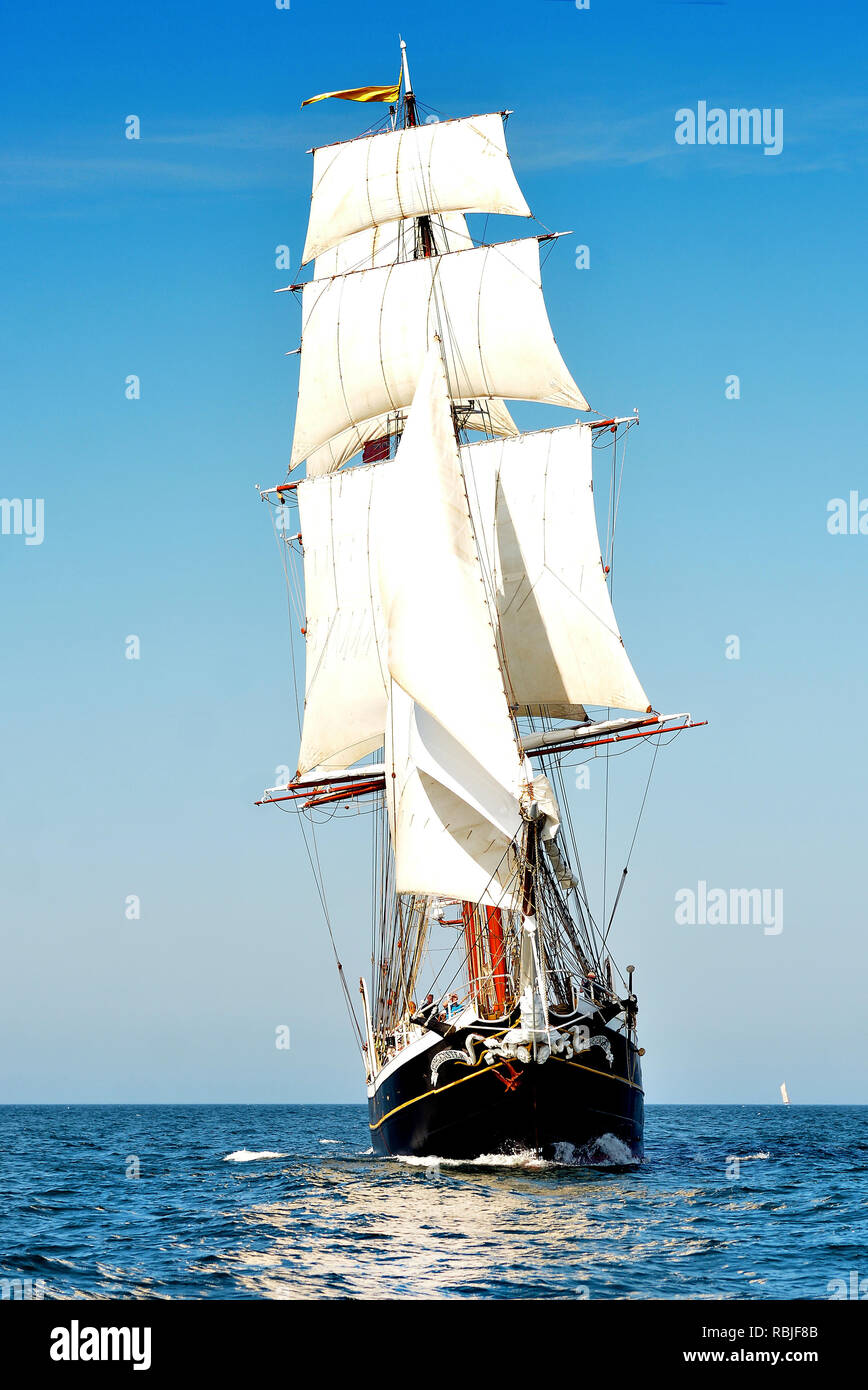 Sunderland's Tall Ships Race July 2018 vessels congregated in the River Wear and Port of Sunderland, Northeast, UK - held annually in European waters Stock Photo