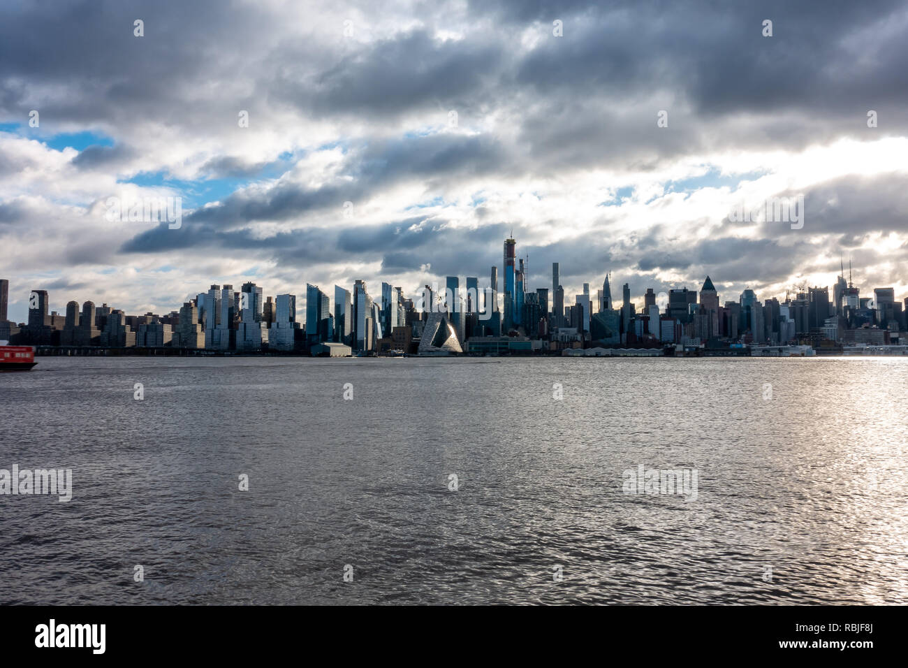 New York City Skyline Morning Sun Across the Hudson River Stock Photo ...
