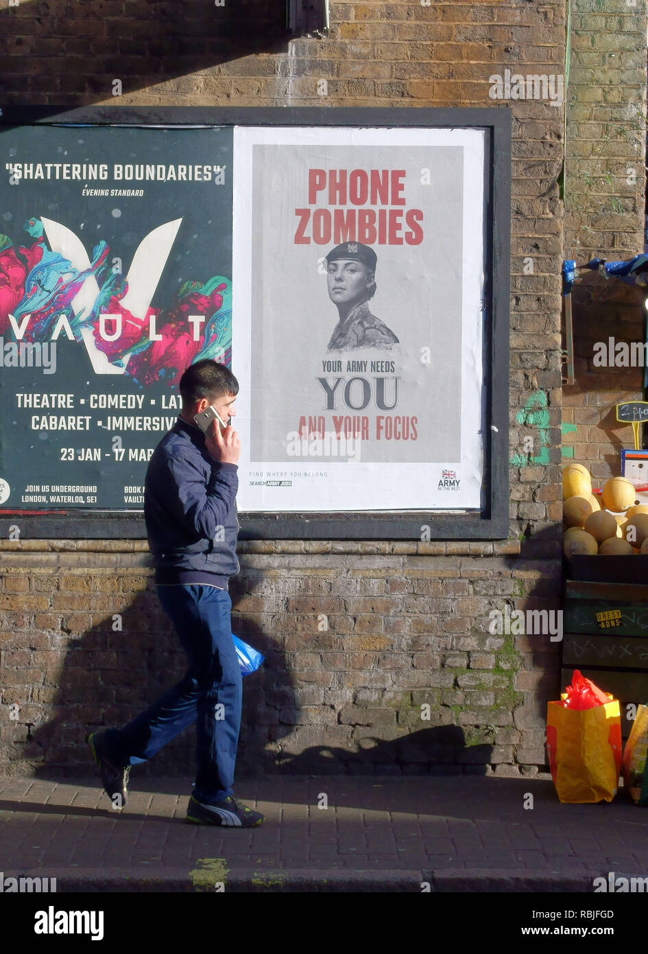 Army recruitment poster aimed at 'phone zombies', Peckham, London Stock Photo
