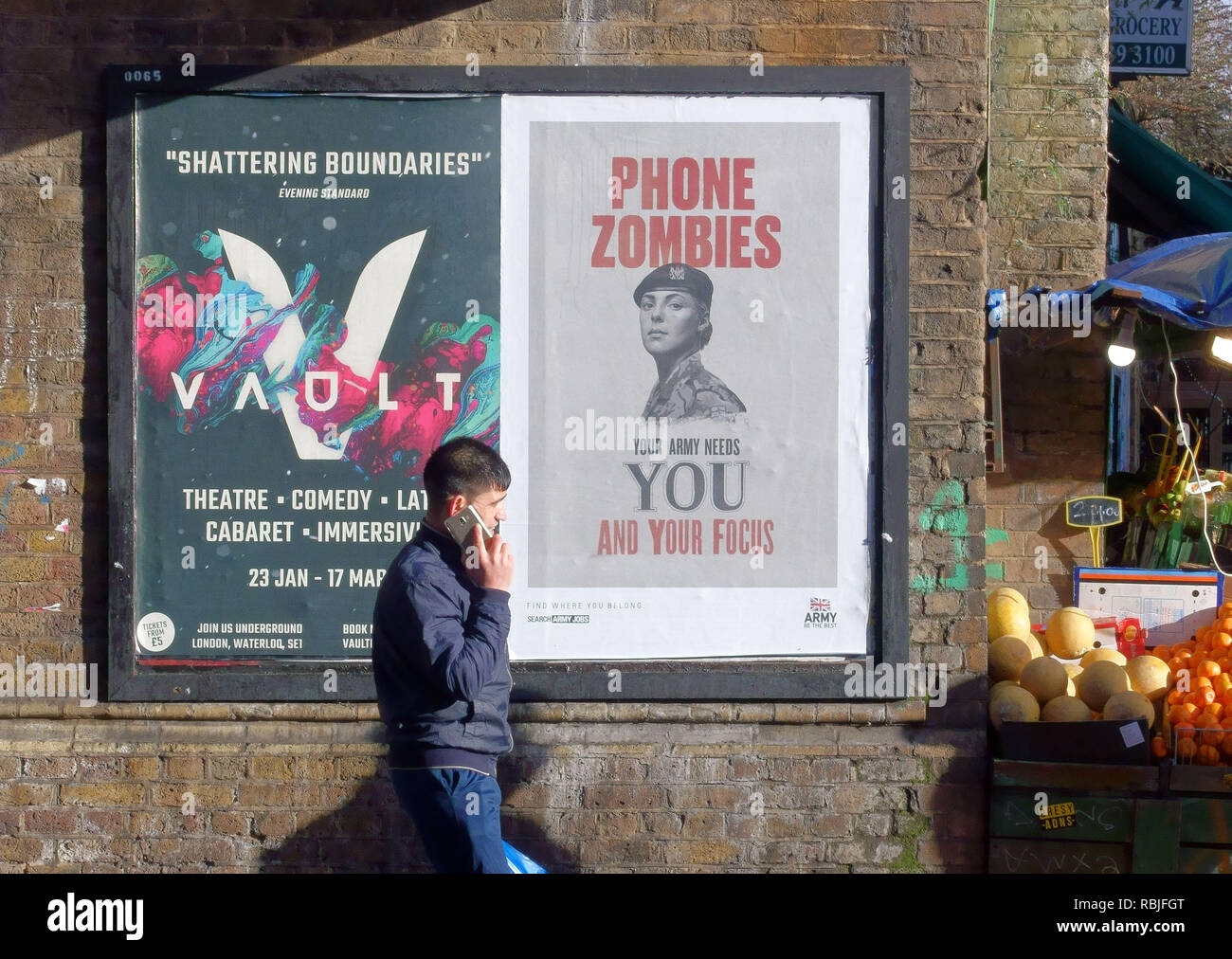 Army recruitment poster aimed at 'phone zombies', Peckham, London Stock Photo