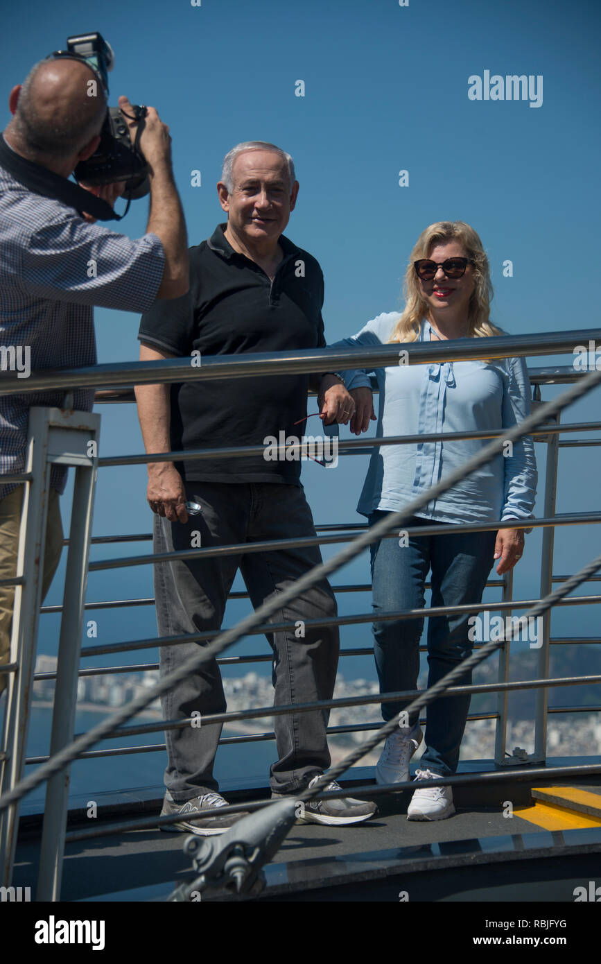 Benjamin Netanyahu and wife Sara with photographer Stock Photo