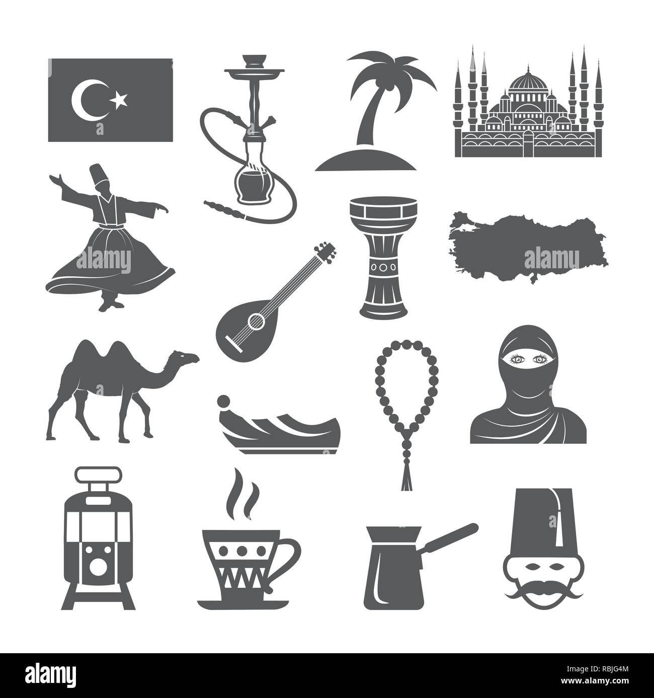 Turkey culture icons Stock Vector