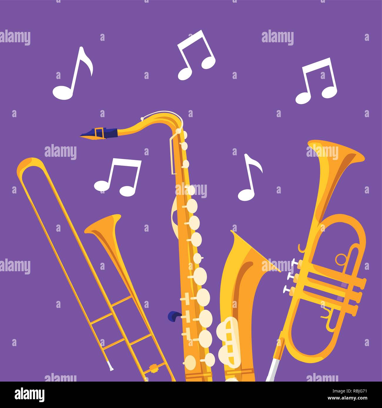 trumpets and saxophone musical instruments vector illustration design