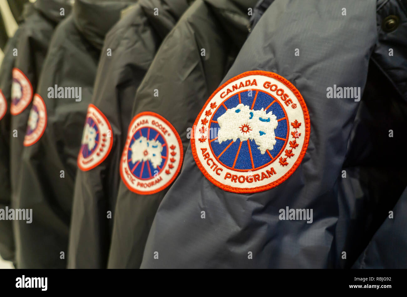 Canada Goose brand parkas in a store in New York on Saturday, January 5,  2019. (© Richard B. Levine Stock Photo - Alamy