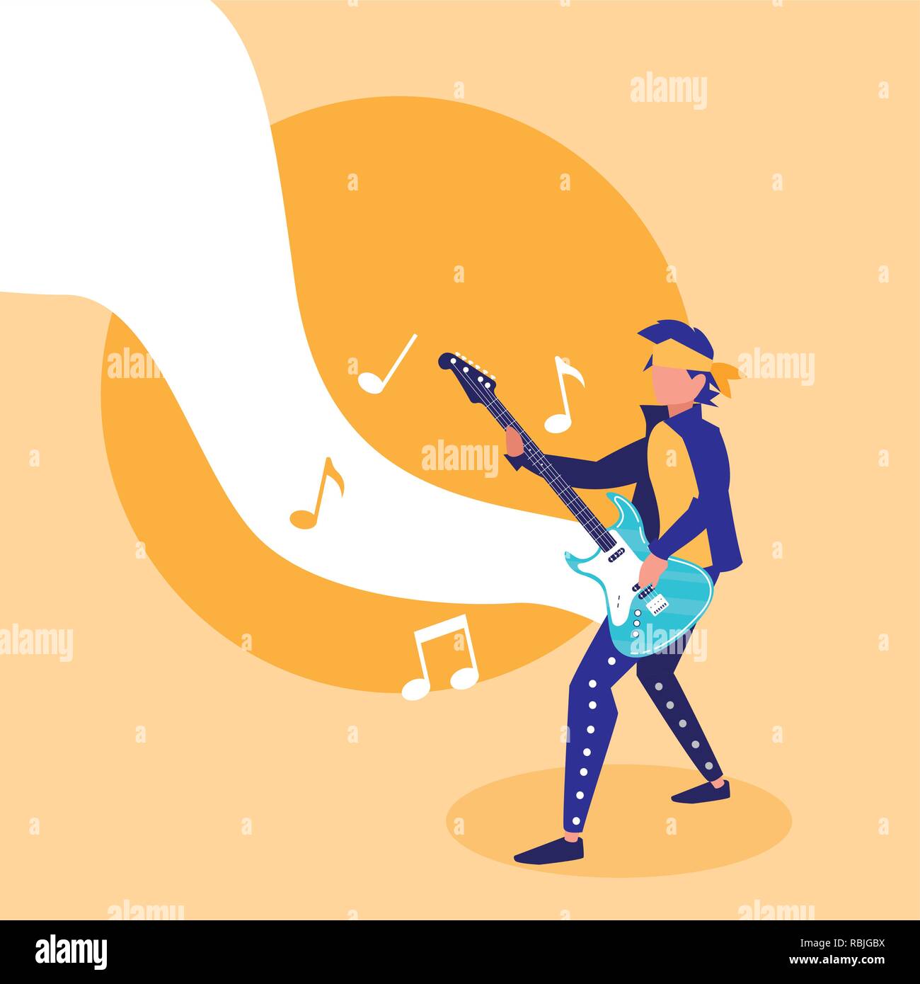 Electric Rocker Graphics rocker man playing electric guitar vector illustration design Stock ...
