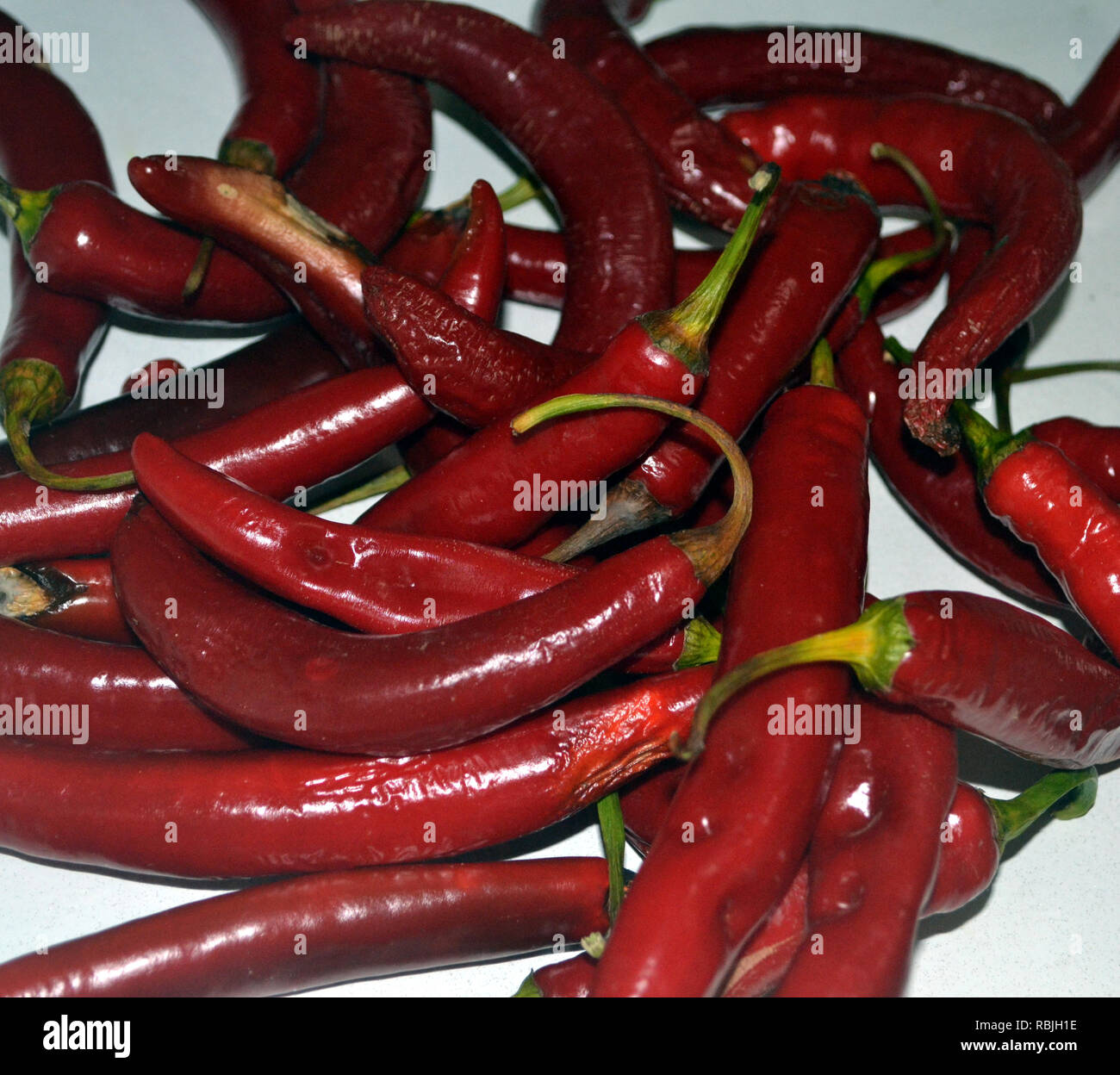 pile of red chilis Stock Photo