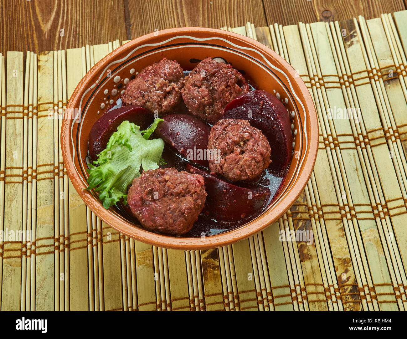Beet Stew with Lamb Meatballs , traditional IraqiJewish dish, ground