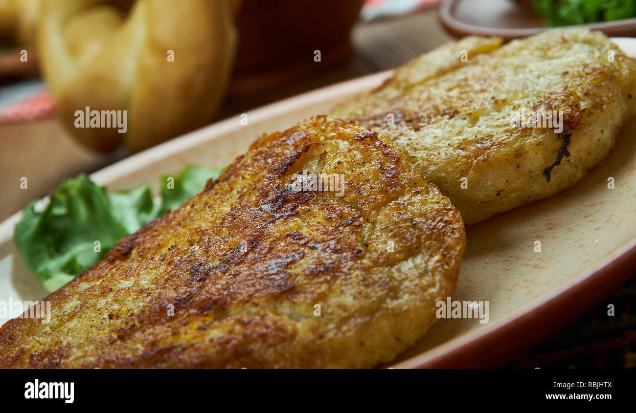 Deruny, Potato pancakes, Ukrainian cuisine, Traditional assorted dishes ...