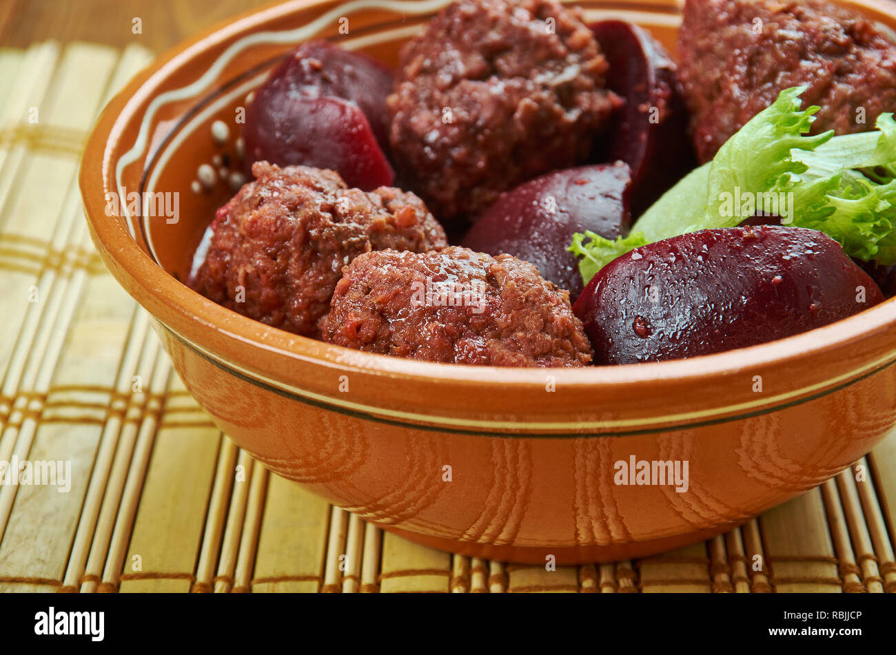 Beet Stew with Lamb Meatballs , traditional IraqiJewish dish, ground