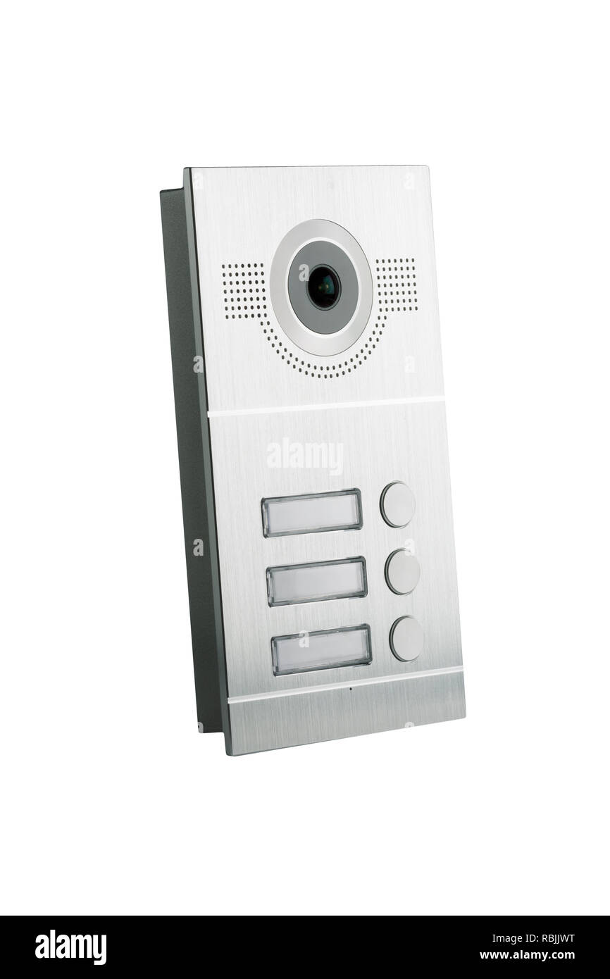 Security system intercom isolated on white background Stock Photo - Alamy