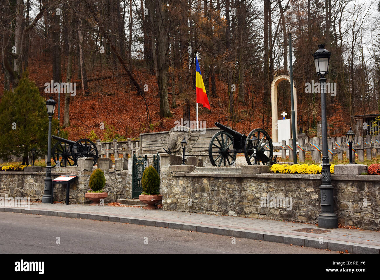 SINAIA, ROMANIA - JANUARY 25, 2018. Heroes Cemetery in Sinaia, Prahova County, Romania. Stock Photo