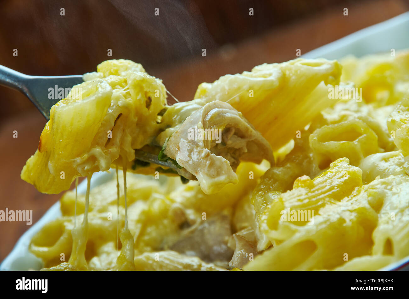 Buffalo Chicken Pasta Bake, casserole loaded with saucy buffalo chicken