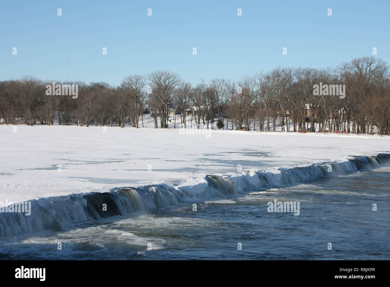 Ice jam on Kankakee River in Illinois USA Stock Photo Alamy