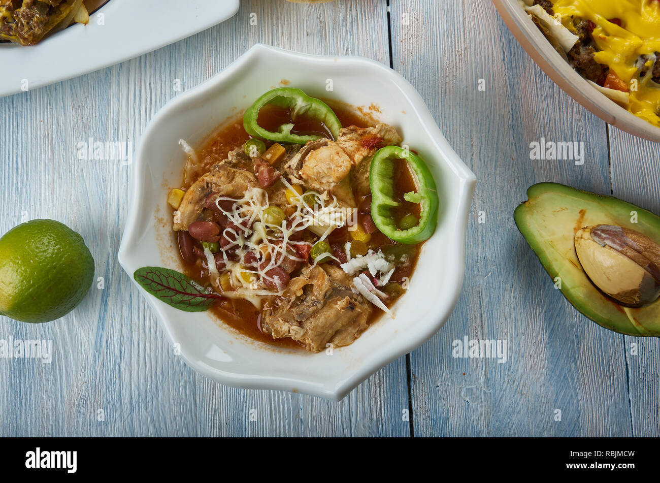 Slow Cooker TexMex Chicken Stew, TexMex cuisine, Traditional assorted
