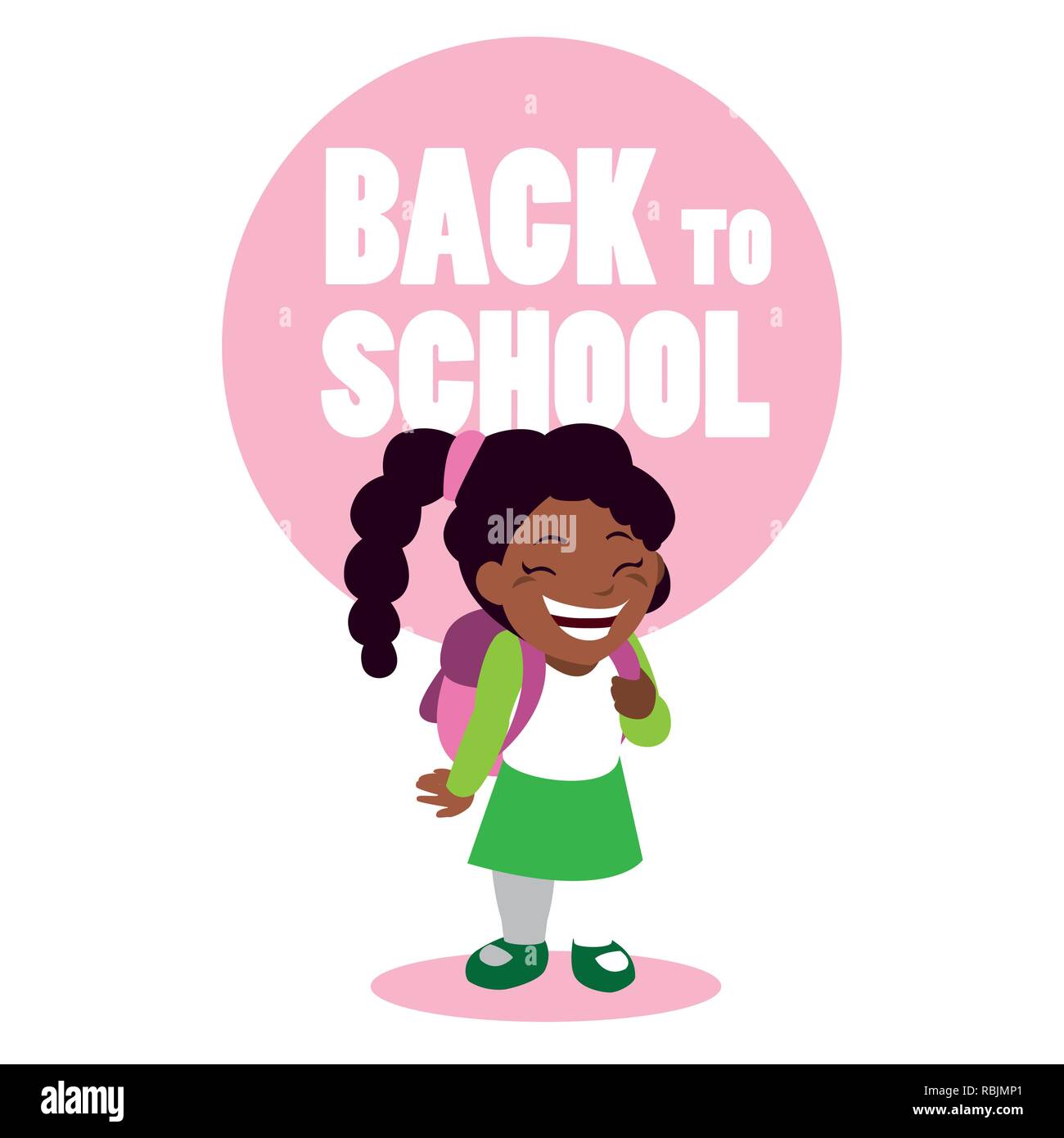 little student girl black with school bag vector illustration design ...