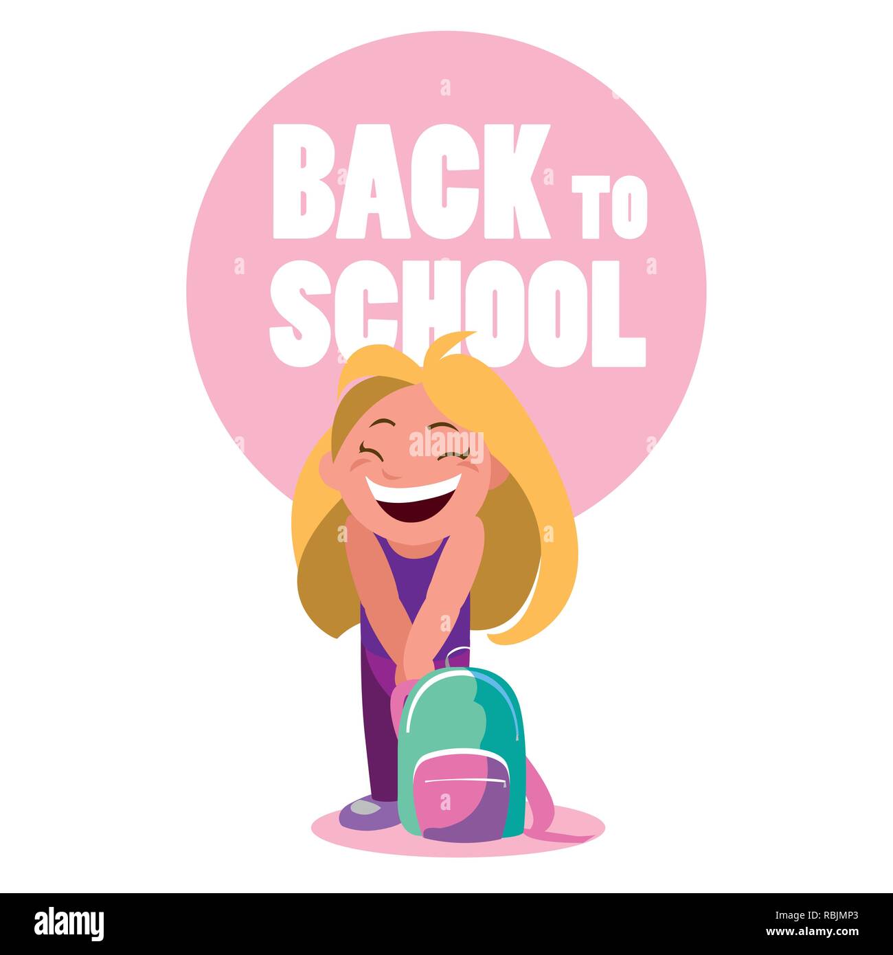 little student girl with school bag vector illustration design Stock ...