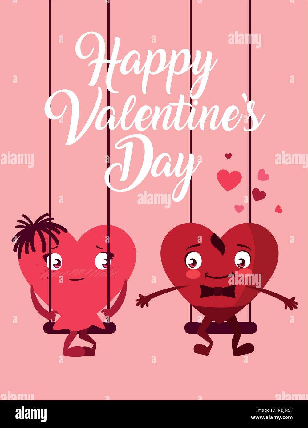 cute hearts couple love in swing vector illustration design Stock ...