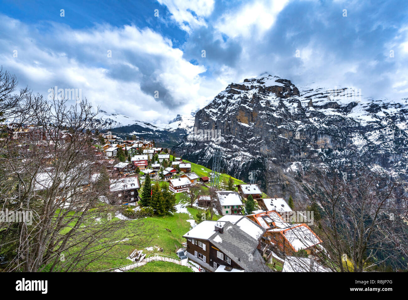 Aerial view on Murren village in Switzerland Stock Photo - Alamy