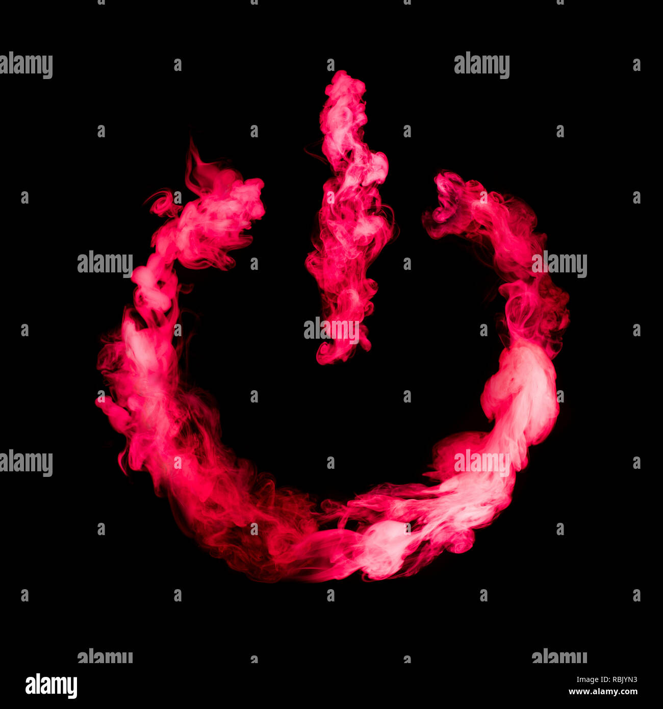off sign button from red colorful smoke isolated on black background ...
