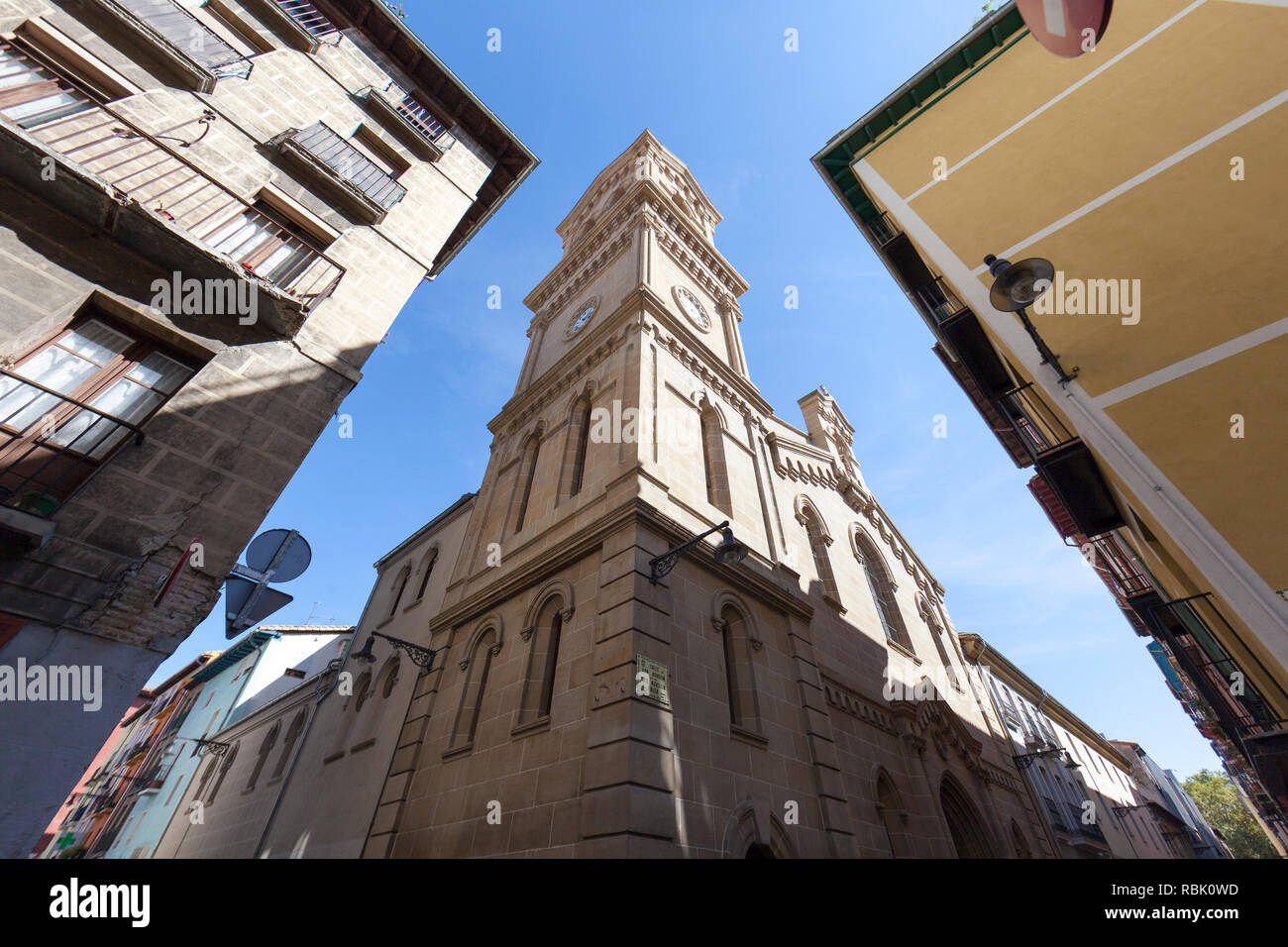 The clock tower of San Agustin church on the corner of Calle San
