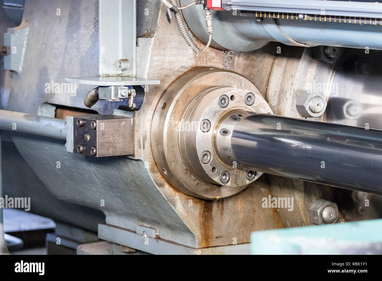 Detail of the short stroke of an aluminium extrusion press Stock Photo Alamy