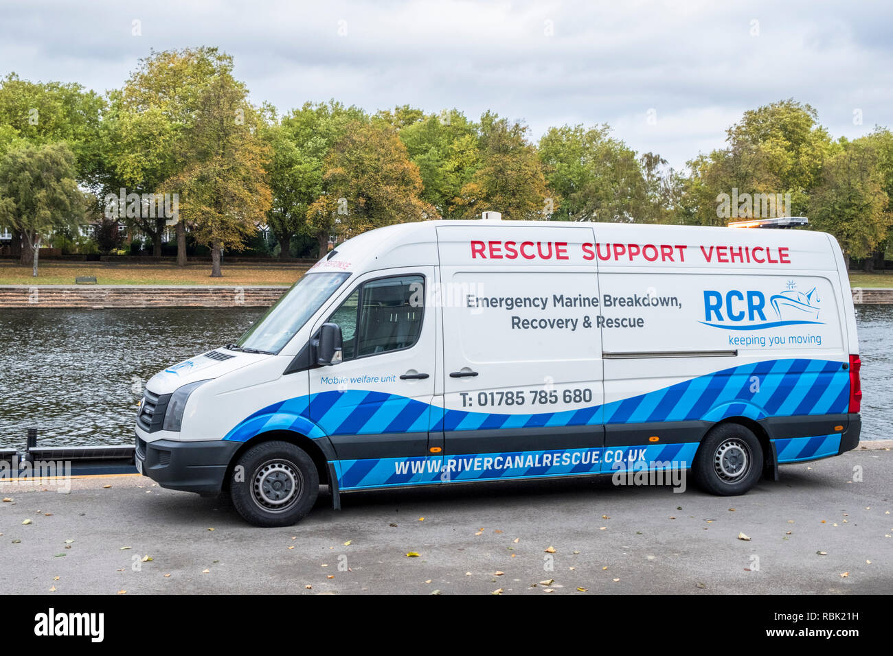 River Canal Rescue Support Vehicle for emergency marine recovery and rescue, River Trent, Nottinghamshire, England, UK Stock Photo
