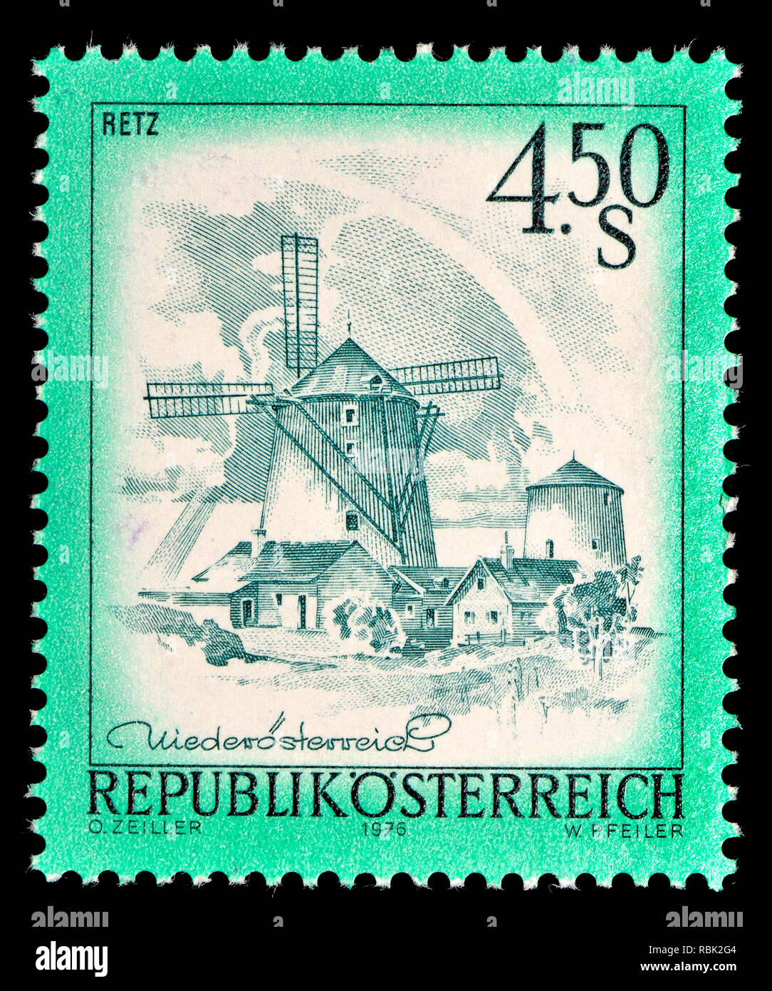 Austrian definitive postage stamp (1976) : Retz Stock Photo