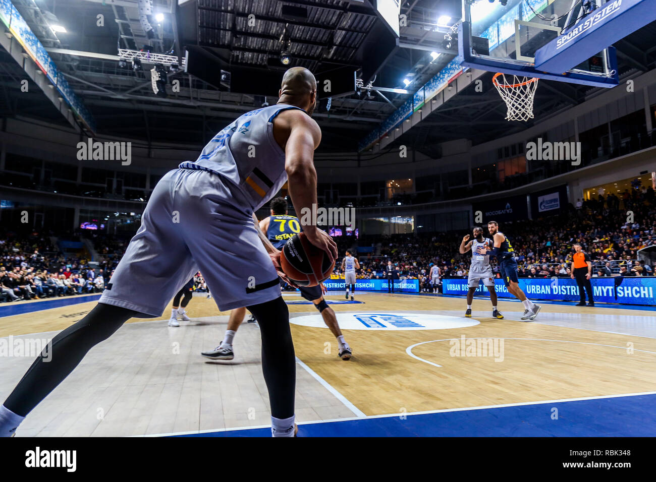 Tony Crocker, #5 of Khimki Moscow seen in action against Fenerbahce Istanbul in Round 17 of the Turkish Airlines Euroleague  game of the 2018-2019 season. Khimki Moscow beat Fenerbahce Istanbul in overtime, 84-78. Stock Photo