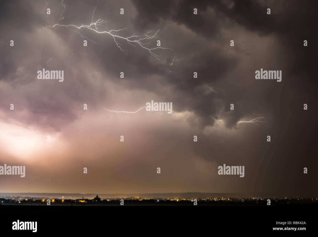 Lightning Strike In The City Stock Photo