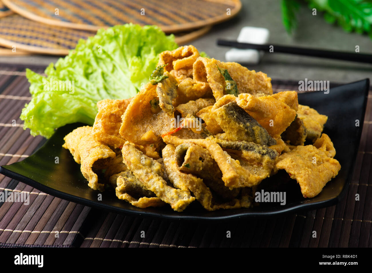 Crispy fried fish Skin with salted egg Stock Photo Alamy